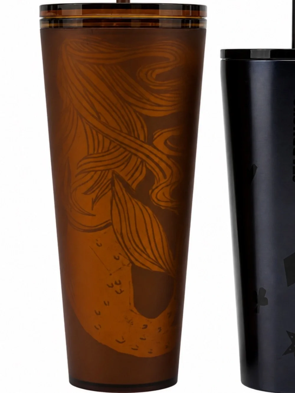 Starbucks Brown Pike Place Market Double-Wall Reusable Tumbler with Straw NWOT